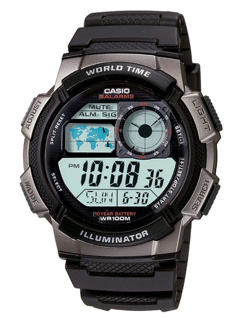 Casio World Time Illuminator Digital Watch - Black